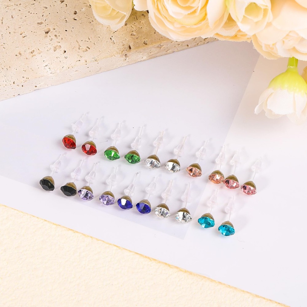 30 Pairs Plastic Earrings for Sensitive Ears CZ Soft Earring Backs Multicolor...
