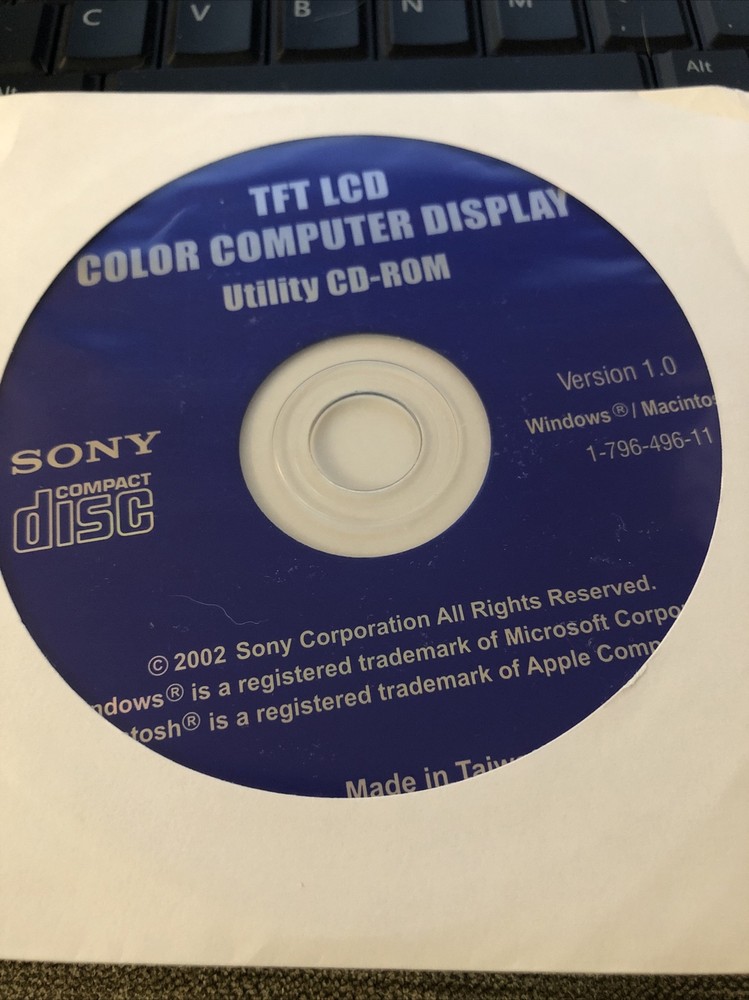 Sony TFT LCD Color Computer Display utility CD-ROM Version 1.01-796-496-1