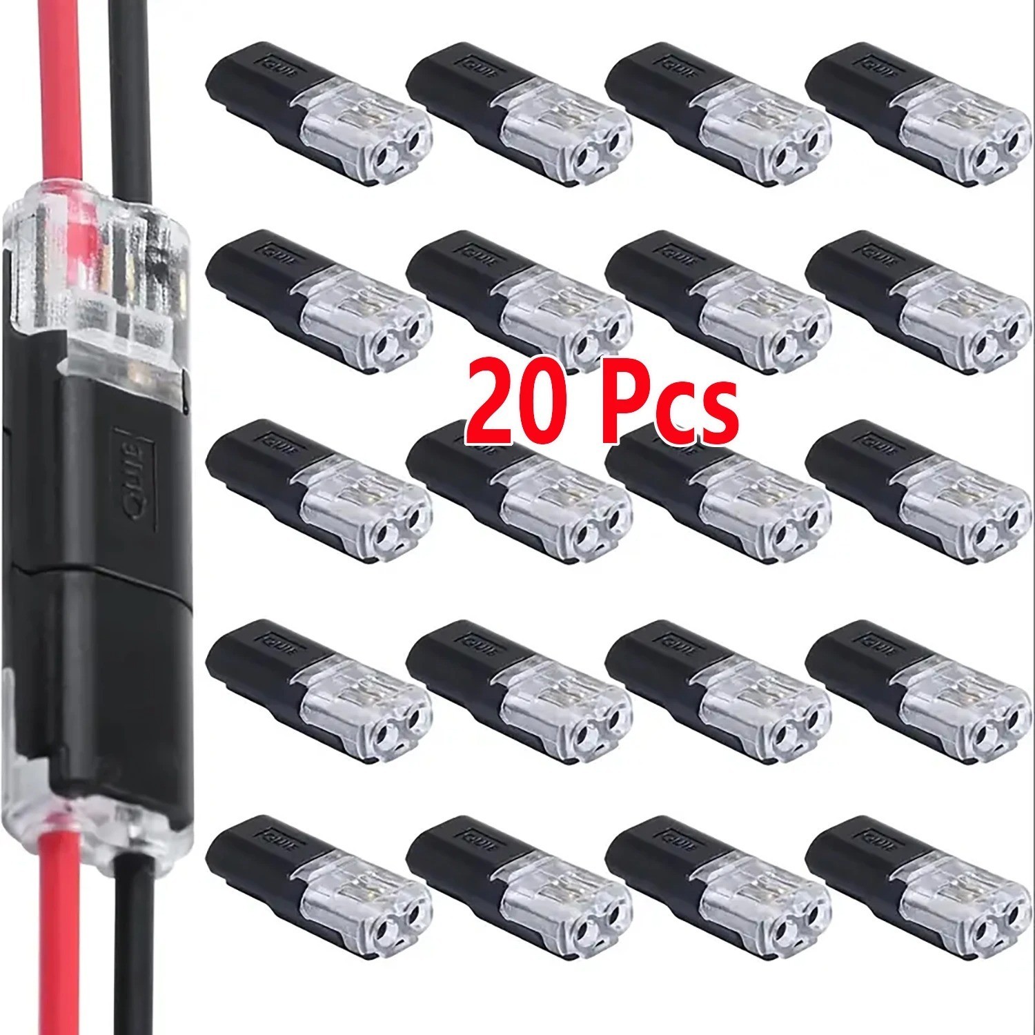 100pcs Double-Wire Plug-in Connector, Cable Clamp with Locking Buckle, AWG 18-22