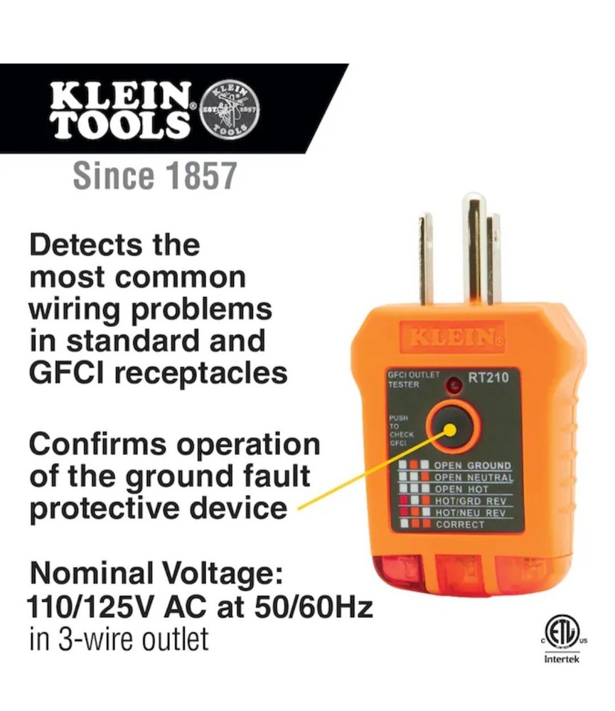 Klein Tools ET40VP Digital AC/DC Voltage and GFCI Receptacle Electrical