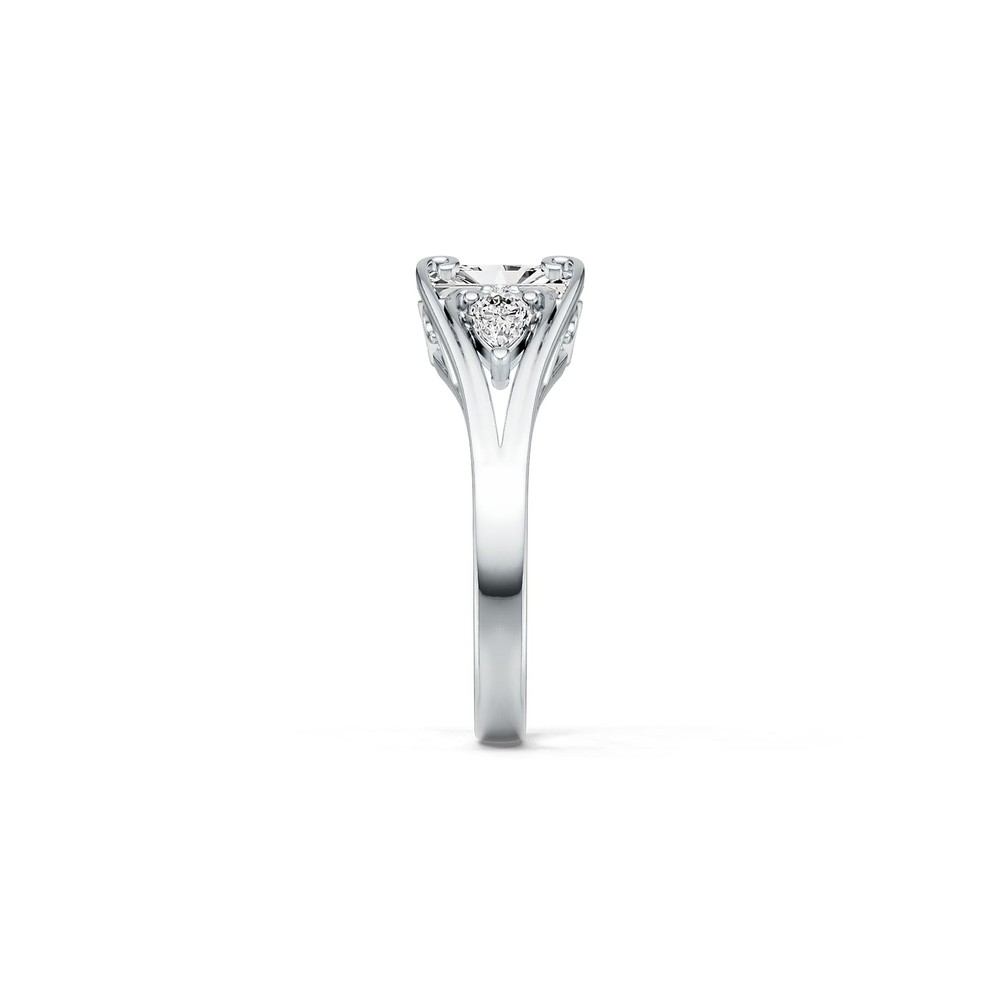 Sterling Silver Semi Mount Ring Setting Emerald OCT 9X7mm with White Topaz