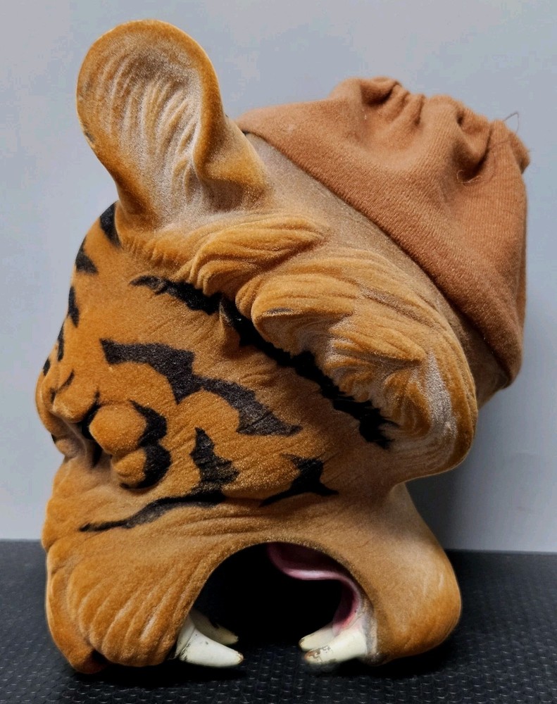 Vintage Flocked Realistic Tiger Head Hand Puppet *READ*