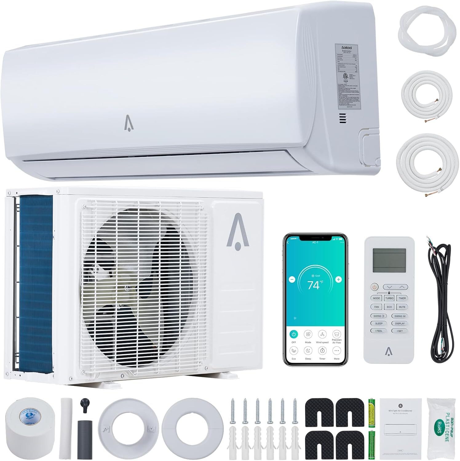 12000 BTU Mini Split Air Conditioner Ductless Inverter AC W/Heat Pump 230V WIFI