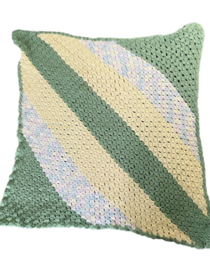 Homemade Knitted Throw  Blanket 35” X 36”