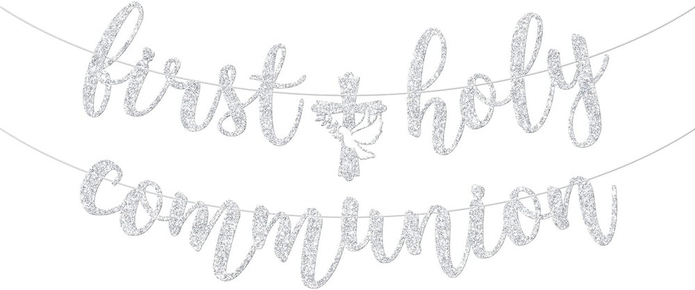 First Holy Communion Banner - Religious Celebration Decorations - Kids Birthday,