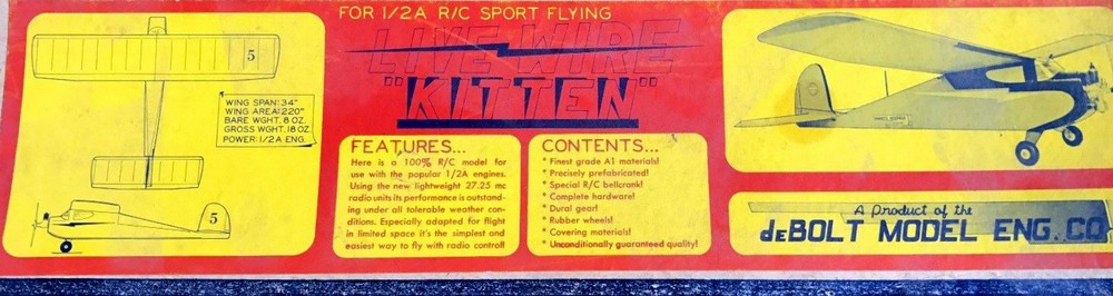 deBolt Live Wire KITTEN PLAN ENLARGED To 66" Span + RC UPDATE ARTICLE