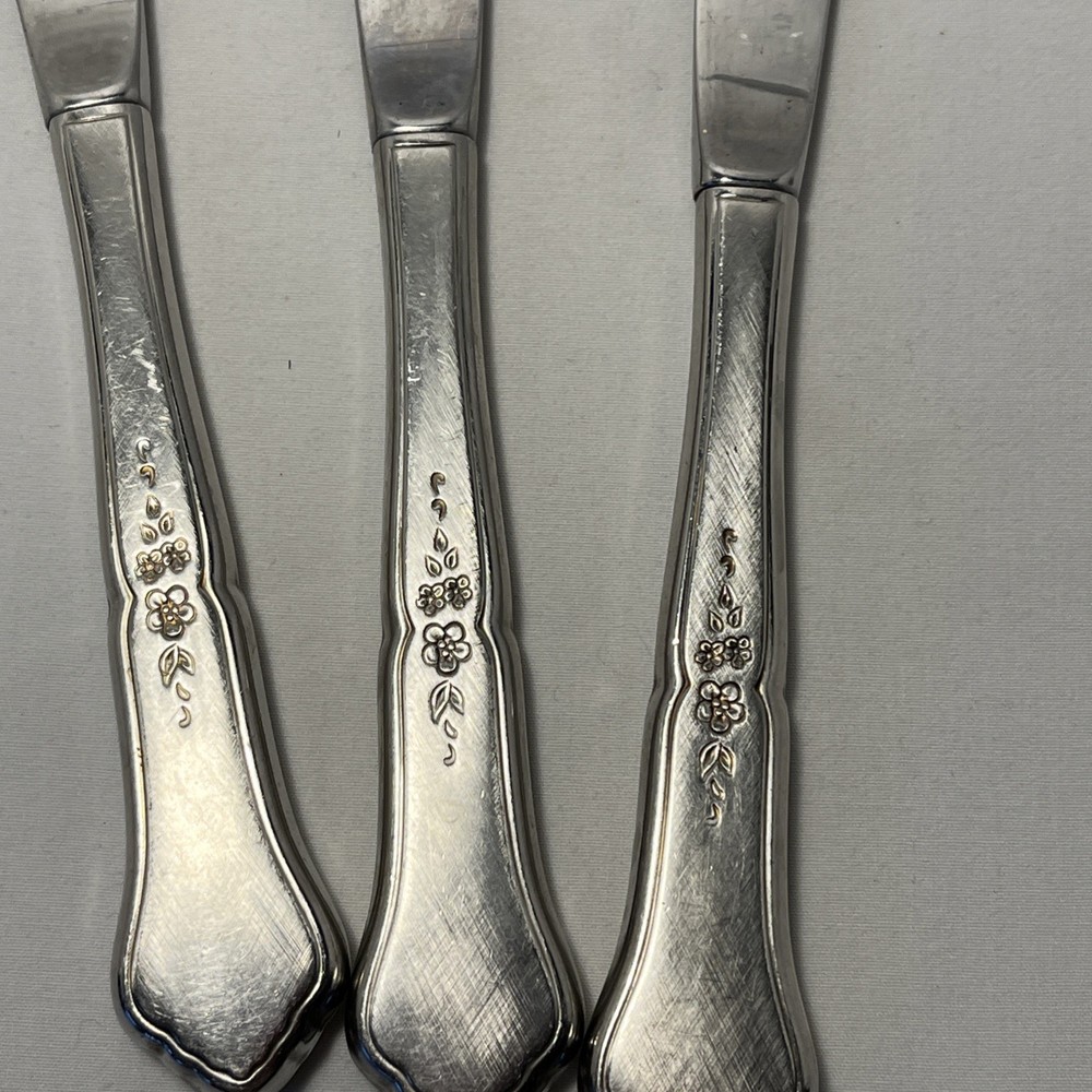 Oneida Ashmore Stainless Flatware 3 Dinner Knives Replacement Burnished Handle