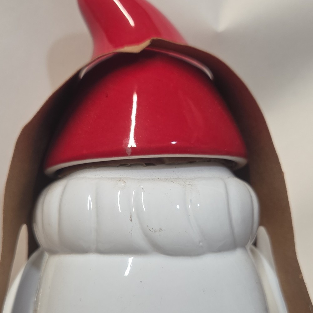 Belavi Tabletop Torch Gnome White Red Ceramic Gloss Includes Wick Outdoor