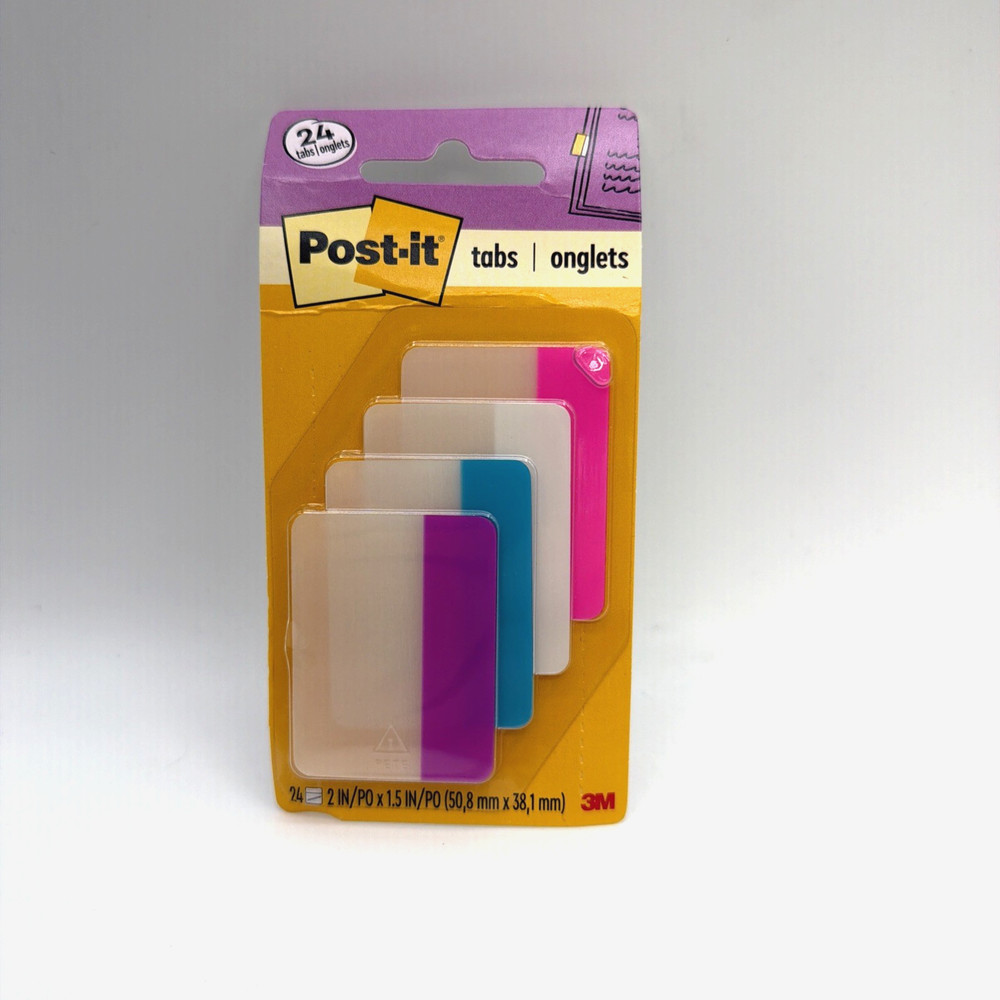 3M Post it Tabs Assorted Colors 24 Pack Writable File Organizers 1 Pack