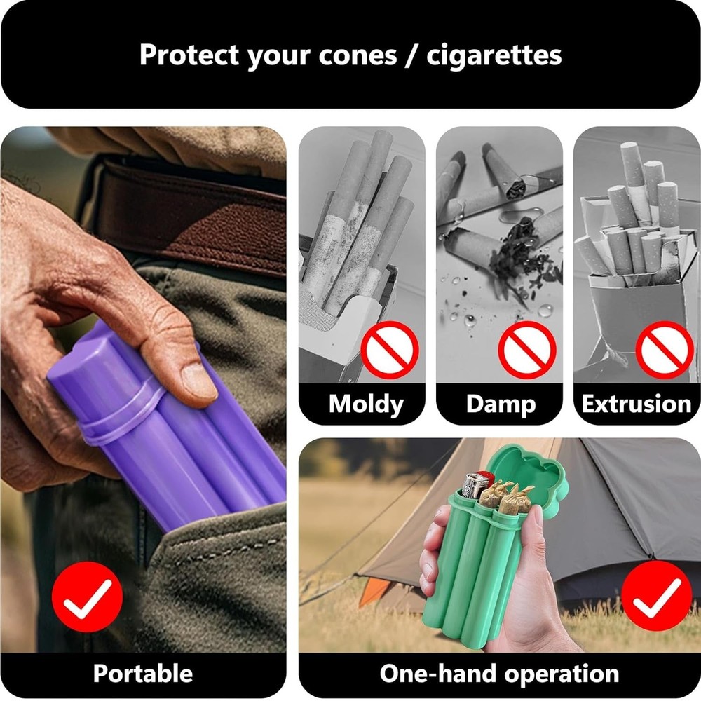 (4 Pack) King Size Pre-roll Cone Holder Case, 4-Hole Cigarette Case for Regular