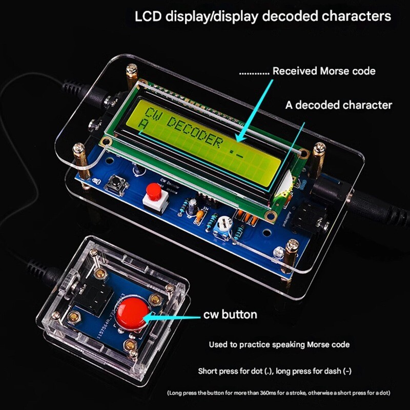 CW Trainer Morse Code Decoder Keyer Interpreter DIY Electronic Component Kit SET