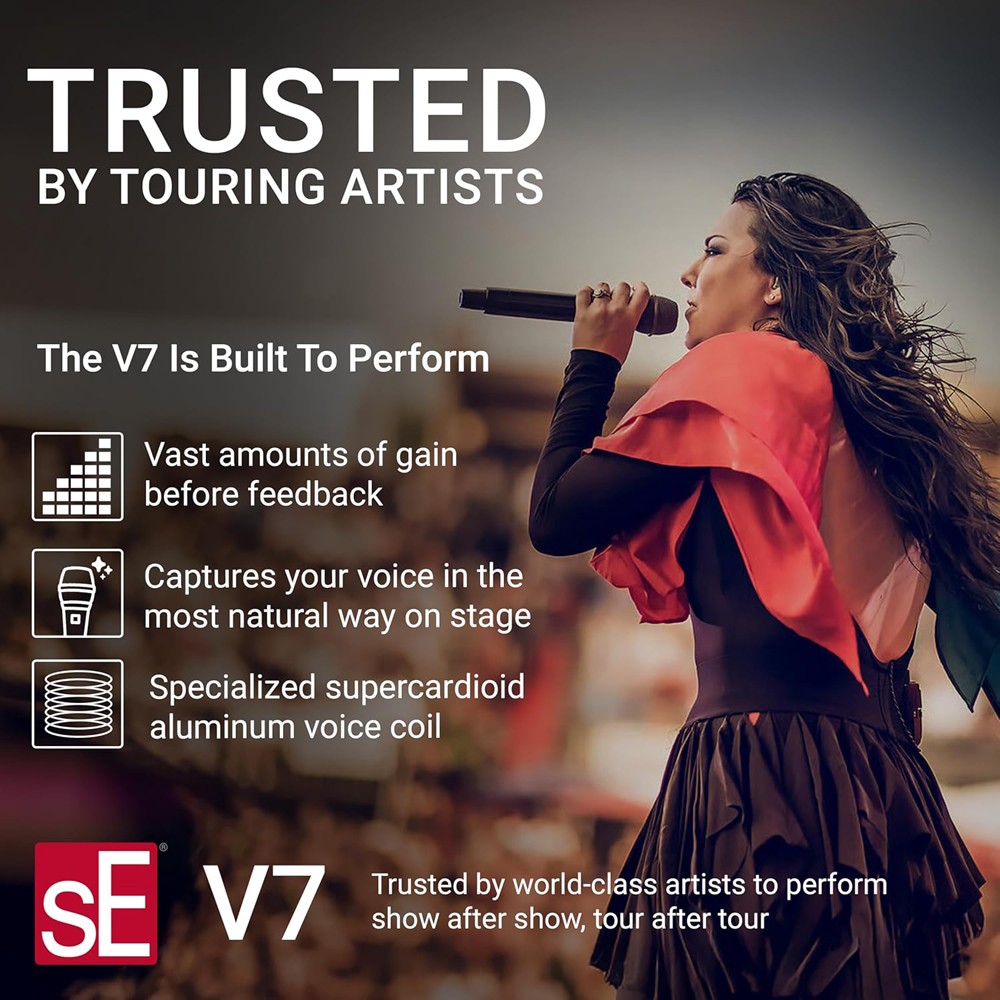 sE Electronics V7 Dynamic Supercardioid Handheld Vocal Microphone with DMC7