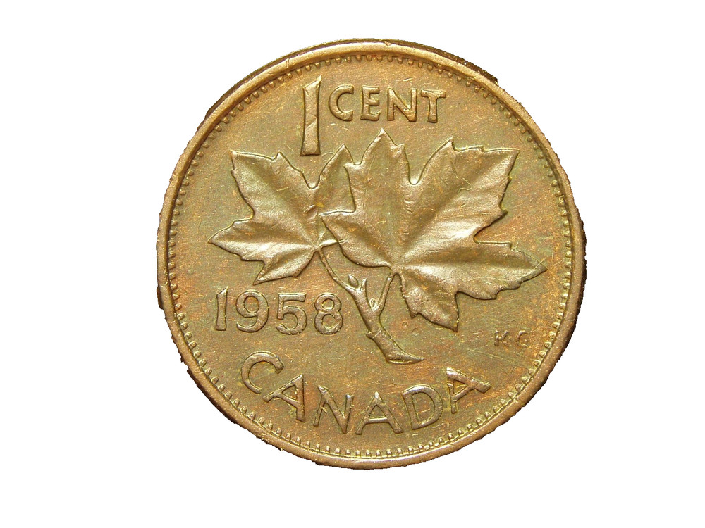 CANADA  1958  ONE  CENT COIN  #3