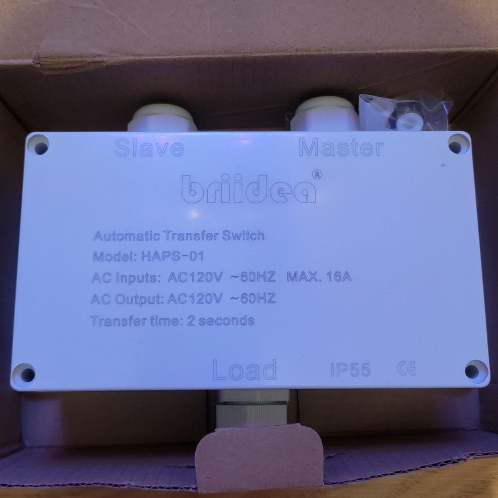 Briidea Automatic Transfer Switch HAPS-01 HAPS-01US 120V 16A 60Hz IP55 2 Second