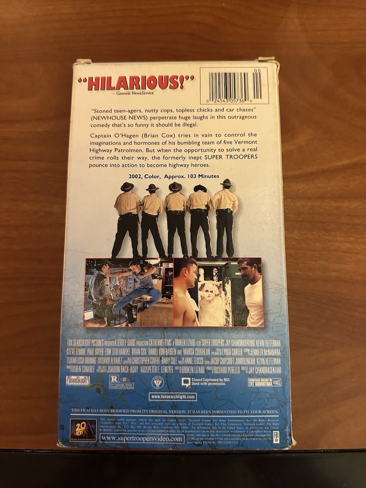 Super Troopers (VHS, 2002, R, Comedy, TESTED)