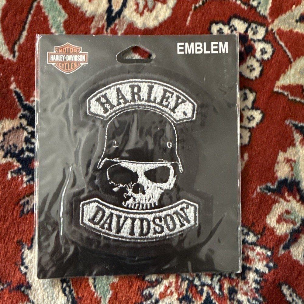 Embroidered Harley Davidson Patch, Skull Biker Authentic NOS