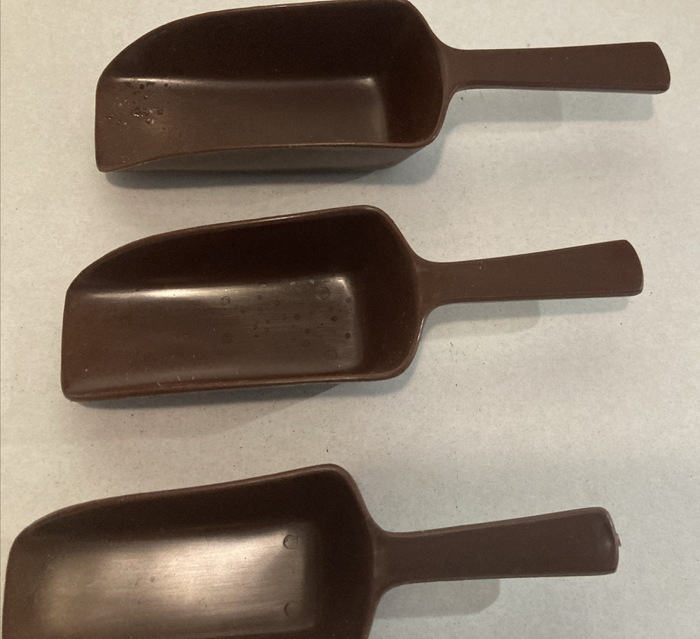 Nesting Small Plastic Canister Handled Scoops Brown Kitchen Helper VTG 1970's