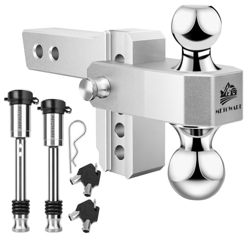 Adjustable Trailer Hitch - Aluminum Tow Hitch Fits 2-Inch 4-inch Drop silver
