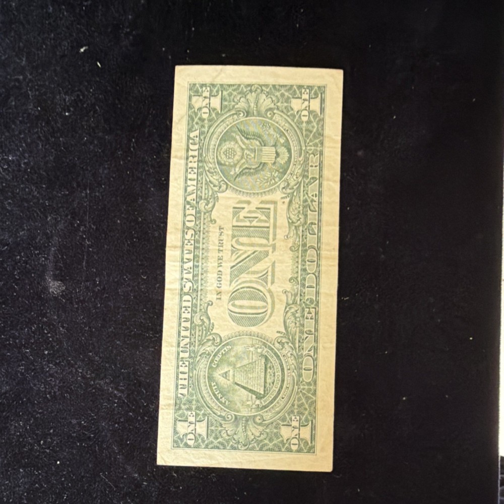 $1 US Dollar Bill Error Note F89989882B Misaligned Partial Print trinity four 8s