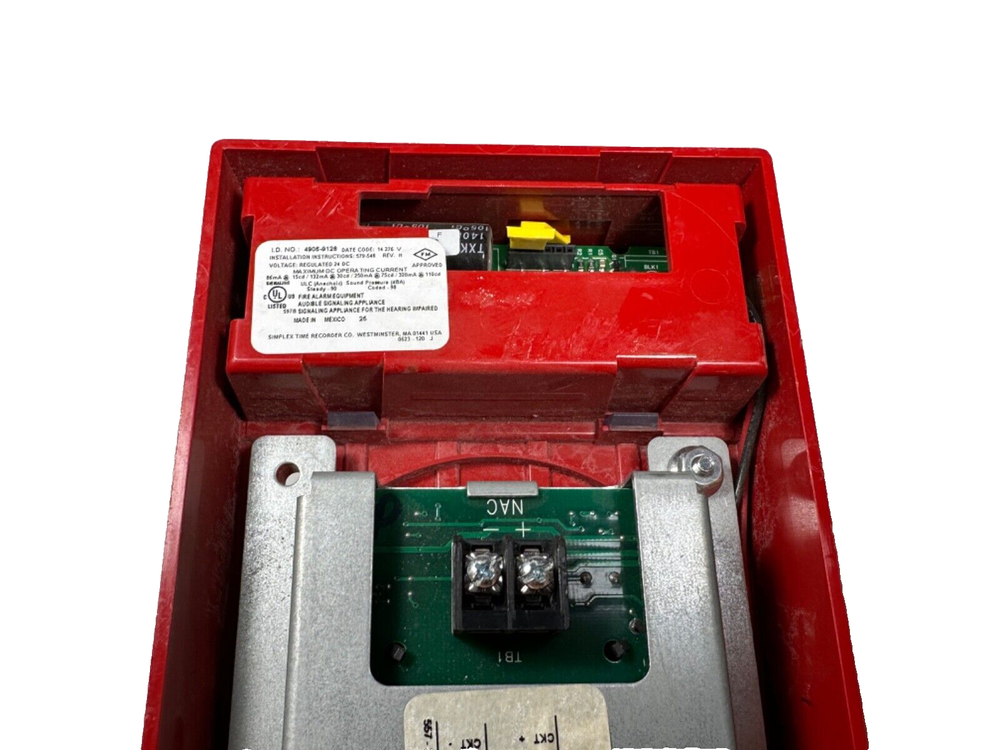 Simplex 4906-9128 Fire Alarm Horn Strobe Ceiling Red (SmartSync)