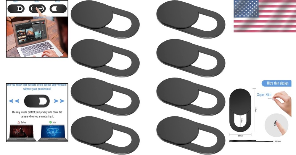 8 Pack Laptop Camera Covers - Strong Adhesive & Easy Installation For Privacy