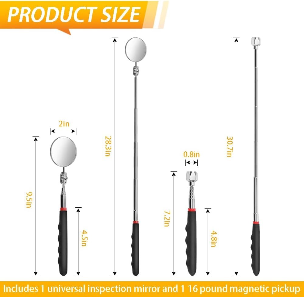 Telescoping Magnetic Pickup Tool Set Pull Force 22 lb, Extendable Magnet Pick-Up