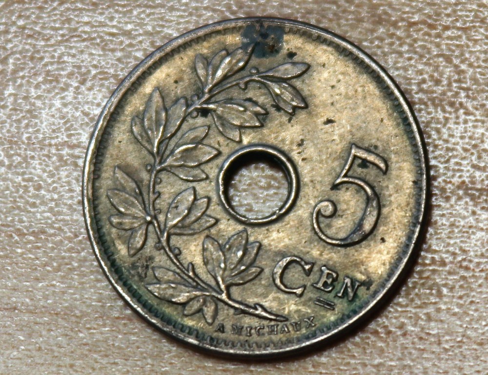 1904 Belgium 5 Centimes Dutch text