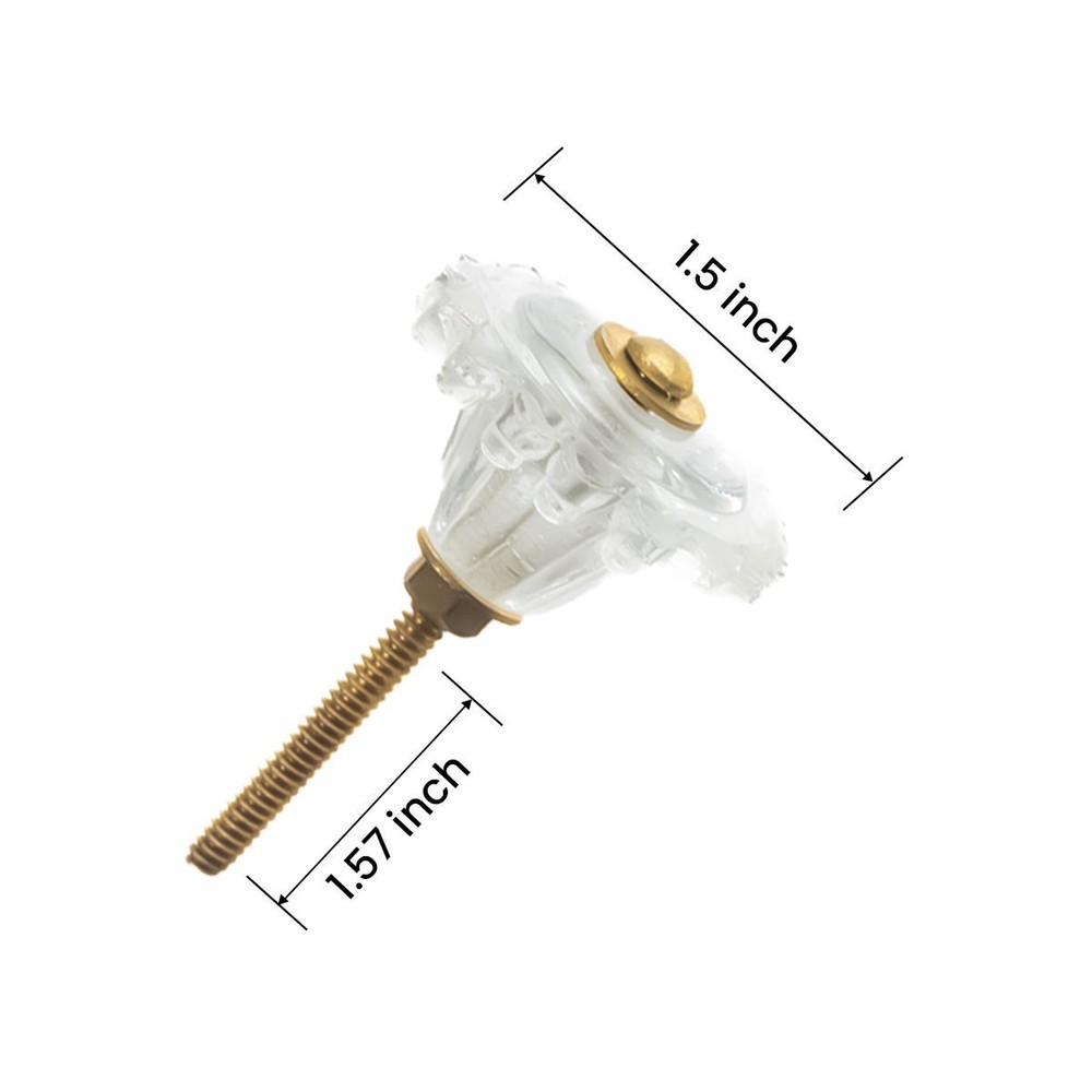 Delicate Scalloped Clear Glass Flower Knobs (6 Pack) - Vintage Cabinet Pulls