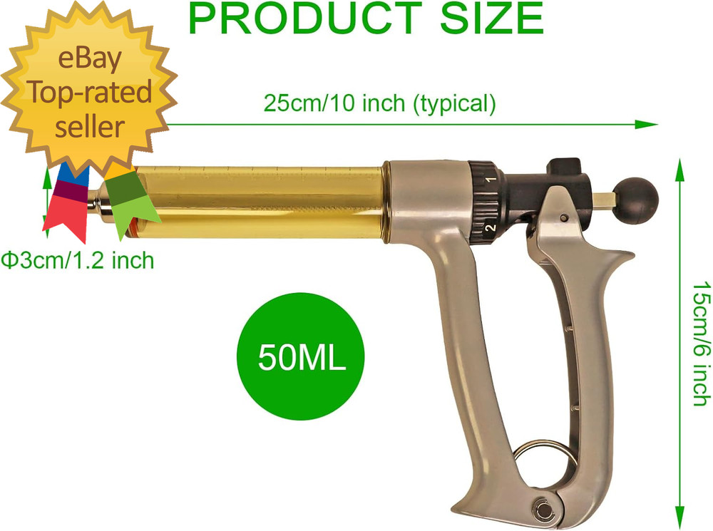50ML Semi Automatic Livestock Syringe 5 Gears Adjustable Continuous Repeating Lu
