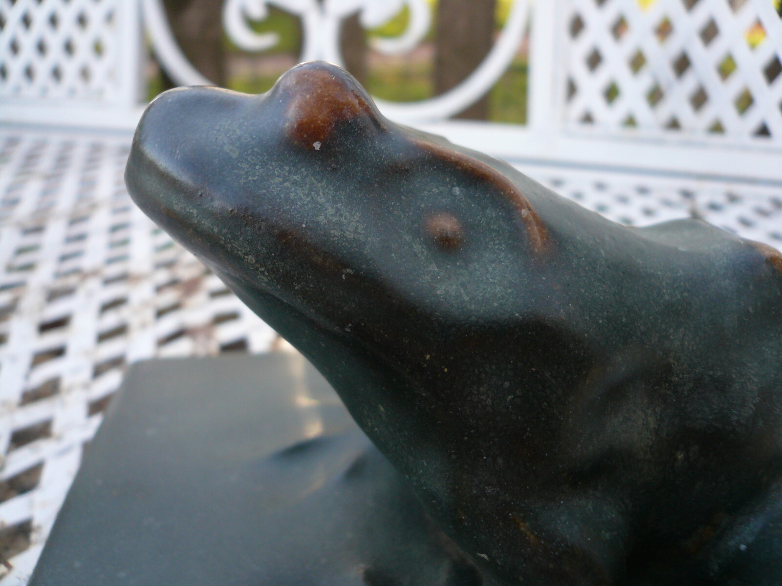 Antique Terra Cotta Garden Frog Fountain Topper Pottery Decor