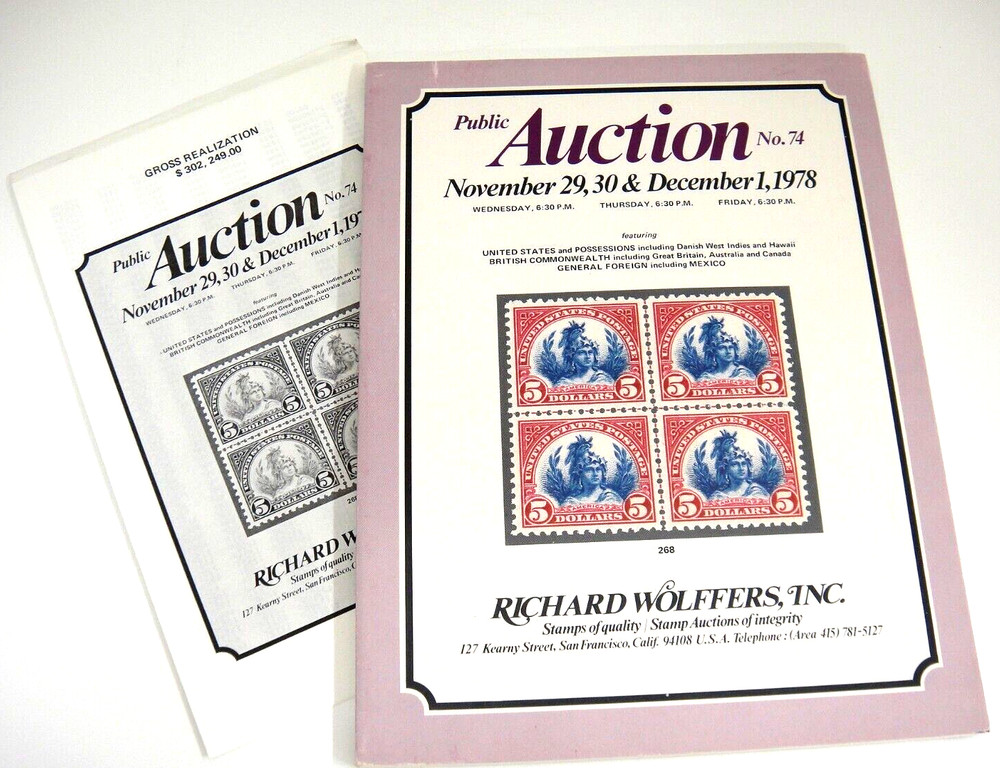 Wolffers Stamp Auction Catalog 1978 w Prices Realized 1847 Issue Proofs Hawaii