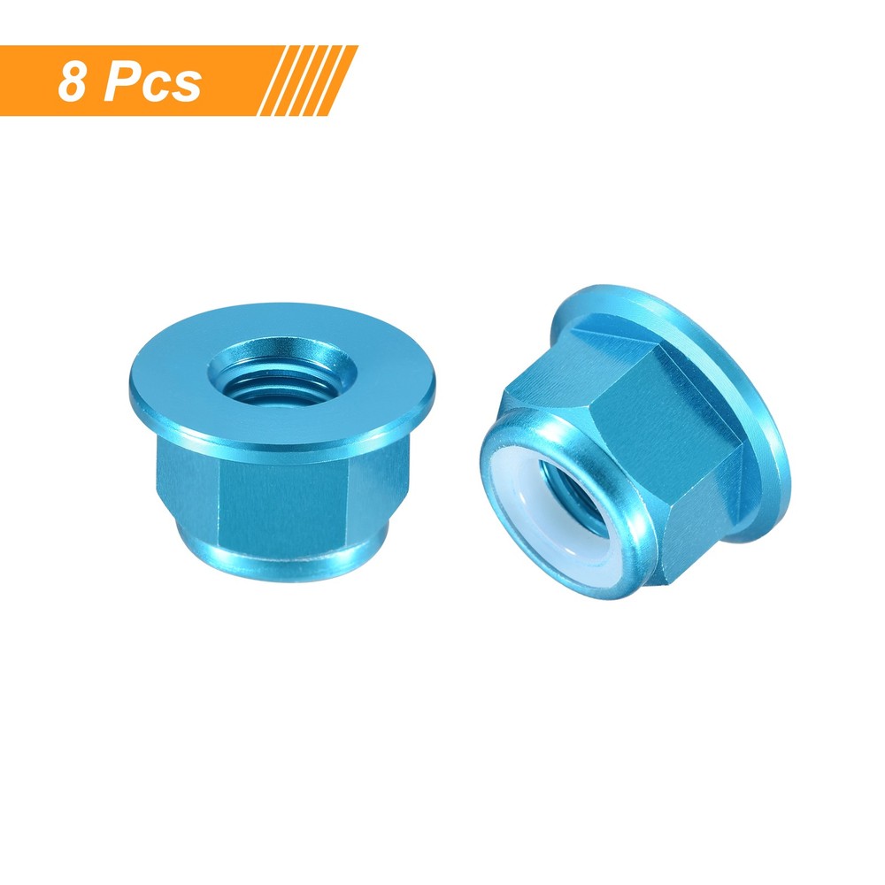 Nylon Insert Hex Lock Nuts, 8pcs - M8x1.25mm Self-Locking Nut(Sky Blue)