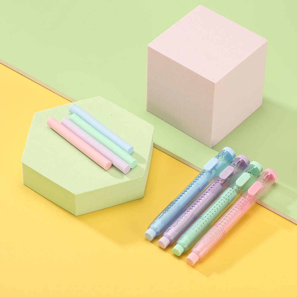 8 Pack Erasers, Pencil Erasers Large Eraser Push Pull Cute Soft, Pink Blue TPE