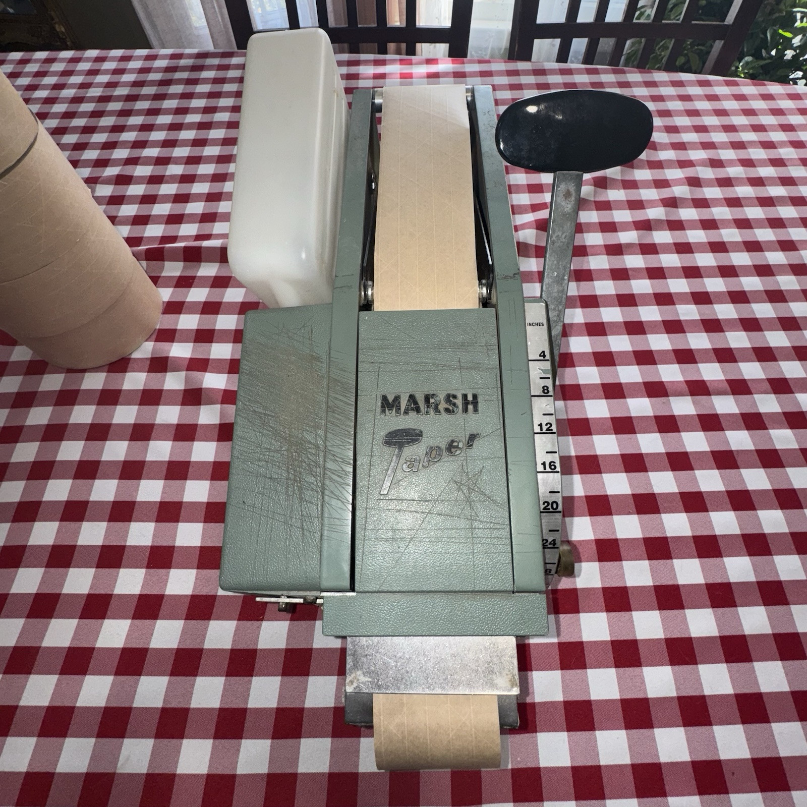 Marsh Gummed Tape Dispenser Model 5HT Hand Taper + 4 Rolls Of Tape