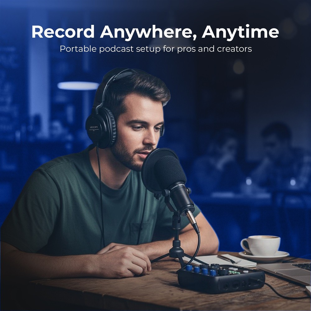 Zoom PodTrak P4next Portable Multitrack Podcast Recorder Bundle