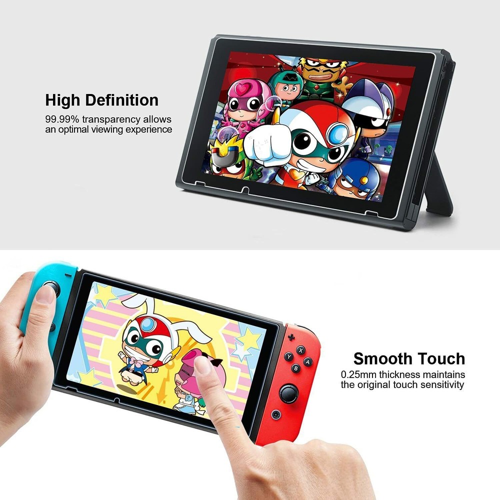 3 Pack Screen Protector Tempered Glass for Nintendo Switch, Transparent HD Clear
