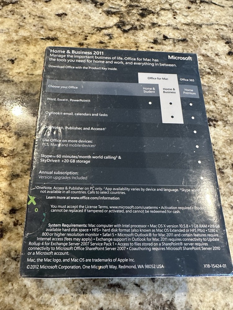 MS Microsoft Office MAC2011 Home And Business