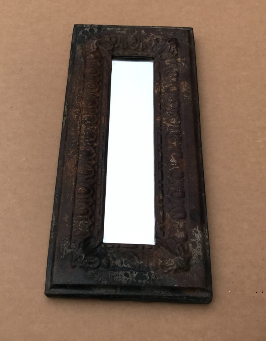 VTG Decorative Egg & Dart Salvaged Tin Ceiling 10x23 Rust Mirror Old 480-26B