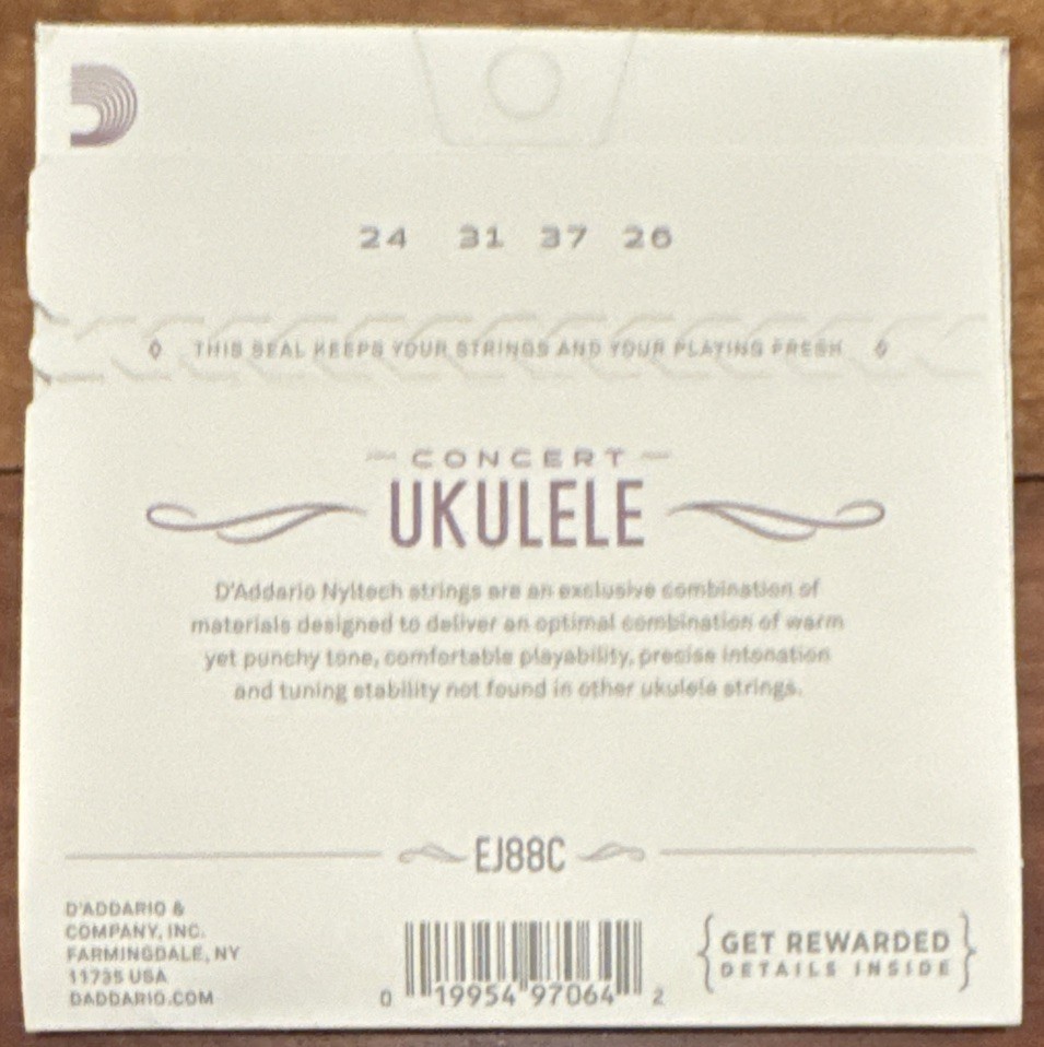D'Addario Ukulele Strings Nyltech Concert EJ88C Uke