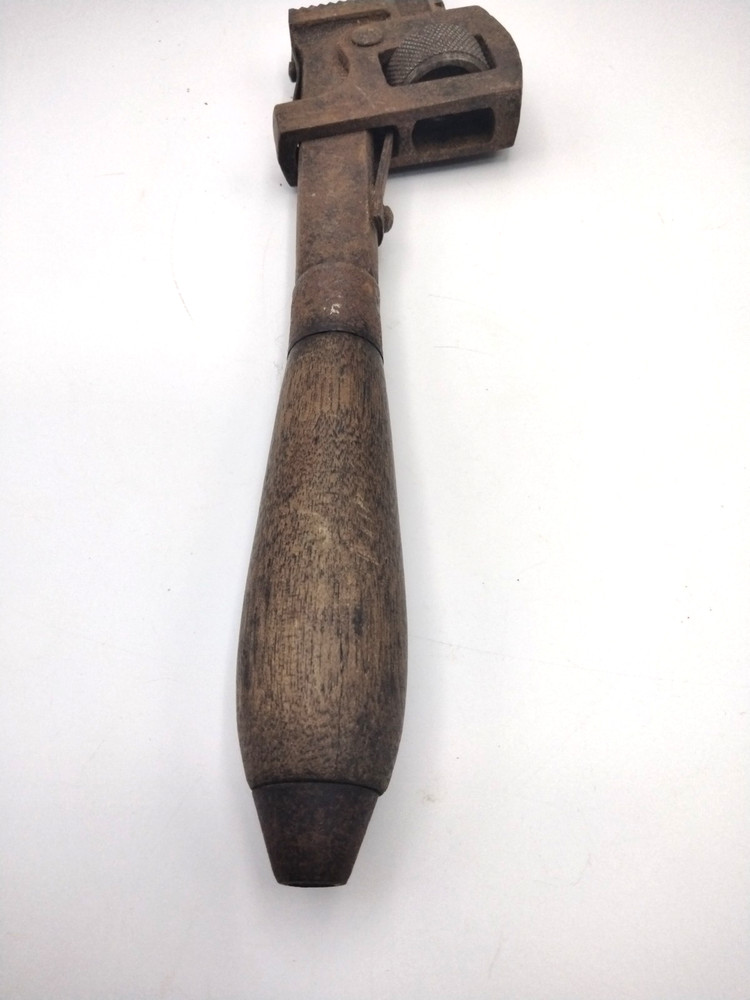 Vintage Adjustable Pipe Wrench Wood Handle