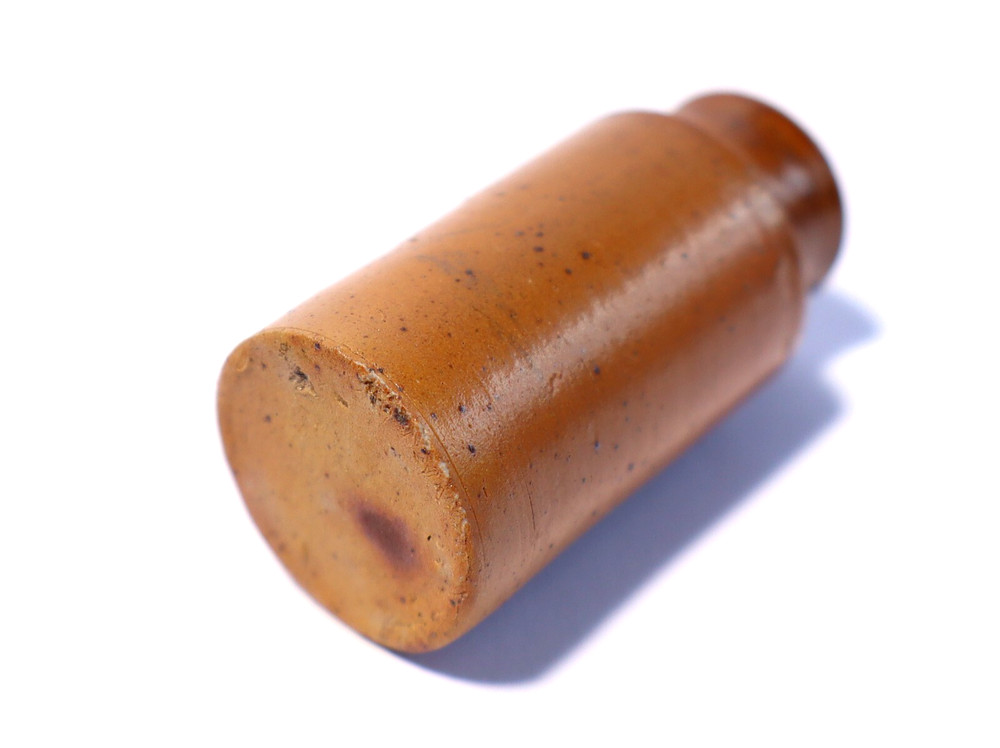 c1900 Miniature / Sample Salt Glazed Stoneware BLACKING POT Jar 2"