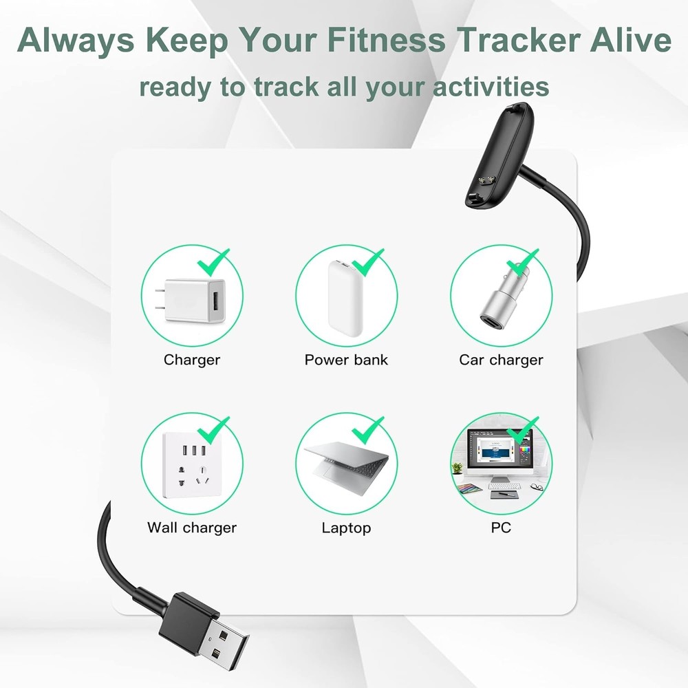 Charger Cable Replacement for Fitbit Inspire 3 (2 Pack/3.3Ft)