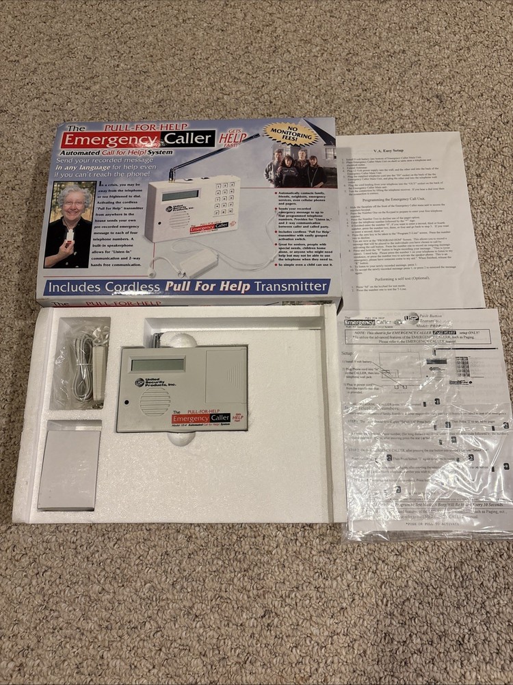 PULL-FOR-HELP Emergency Caller automated system United Security transmitter box