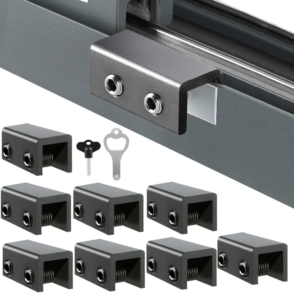 Adjustable Aluminum Sliding Window Locks - 8 Sets with Keys for Easy Security