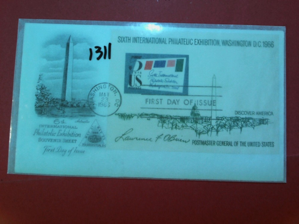 U. S.Stamp FDC-1311 -  SIPEX -  Art Master cachet-comb. shipping
