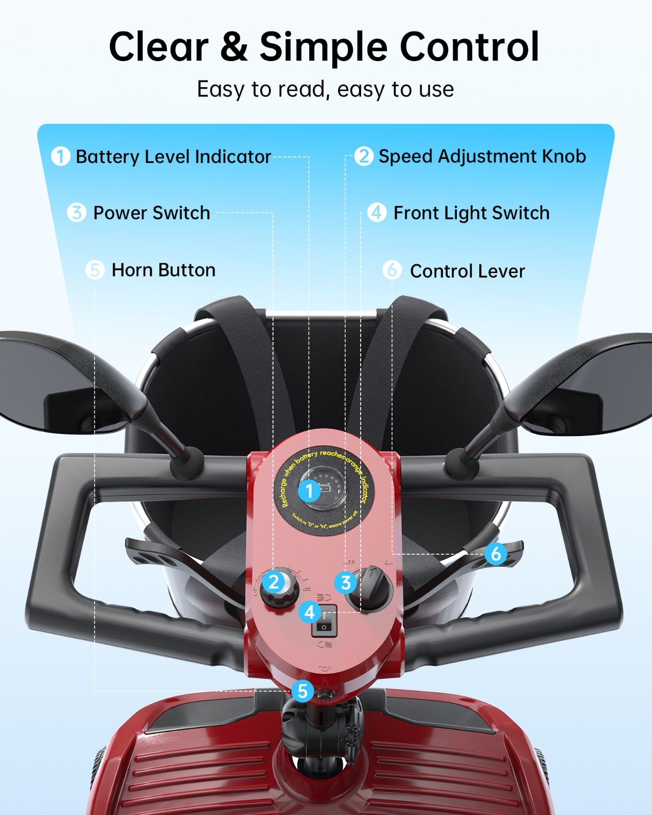 4 Wheel Mobility Scooters for Adults & Seniors, 15 Mi Range & 330 lb Capacity