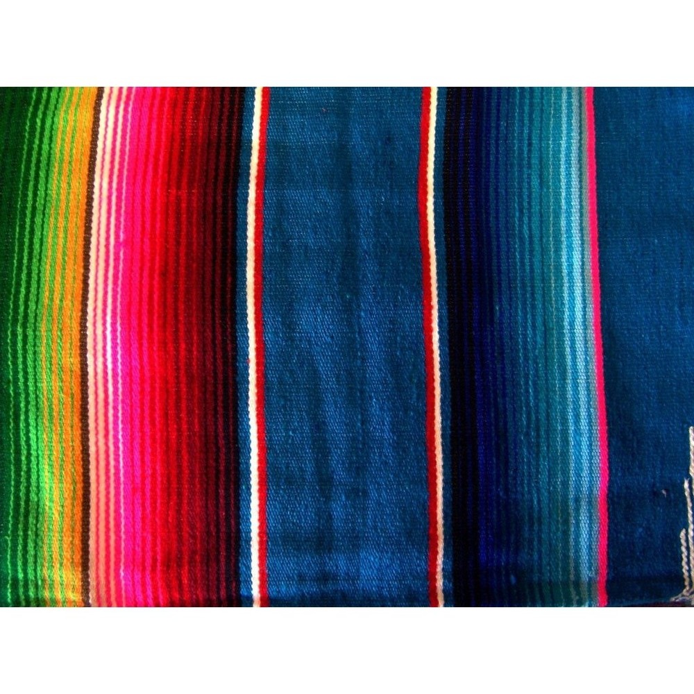 Dark Blue Mexican Sarape Blanket