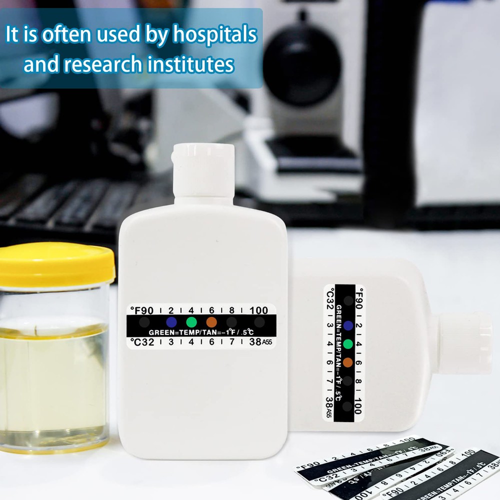 14 Pcs Urine Test Complete Kit 2 Portable Empty Bottles 10 Adhesive Temperature
