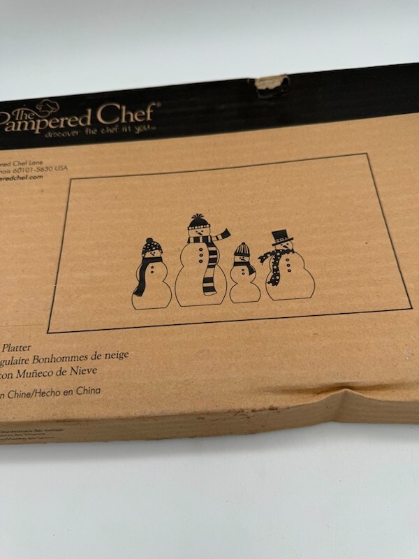 Pampered Chef Snowman Rectangular Platter #2821 New In Box