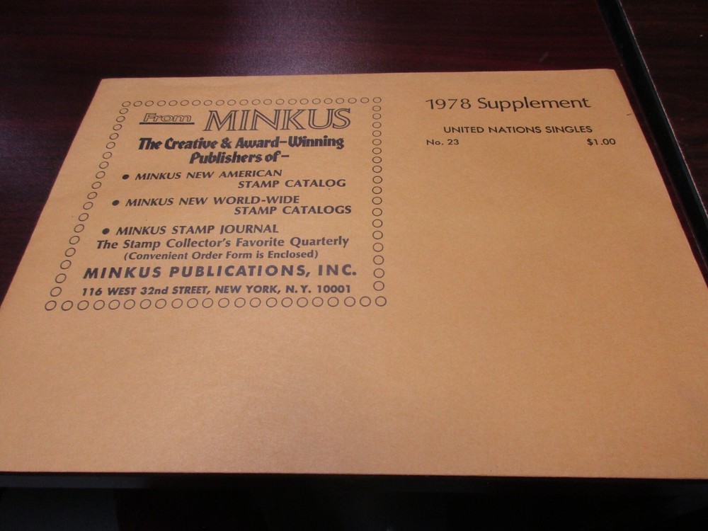 "MINKUS" ALBUM PAGES 1978 SUPPLEMENT UNITED NATIONS SINGLE    W/FREE SHIPPING!!!